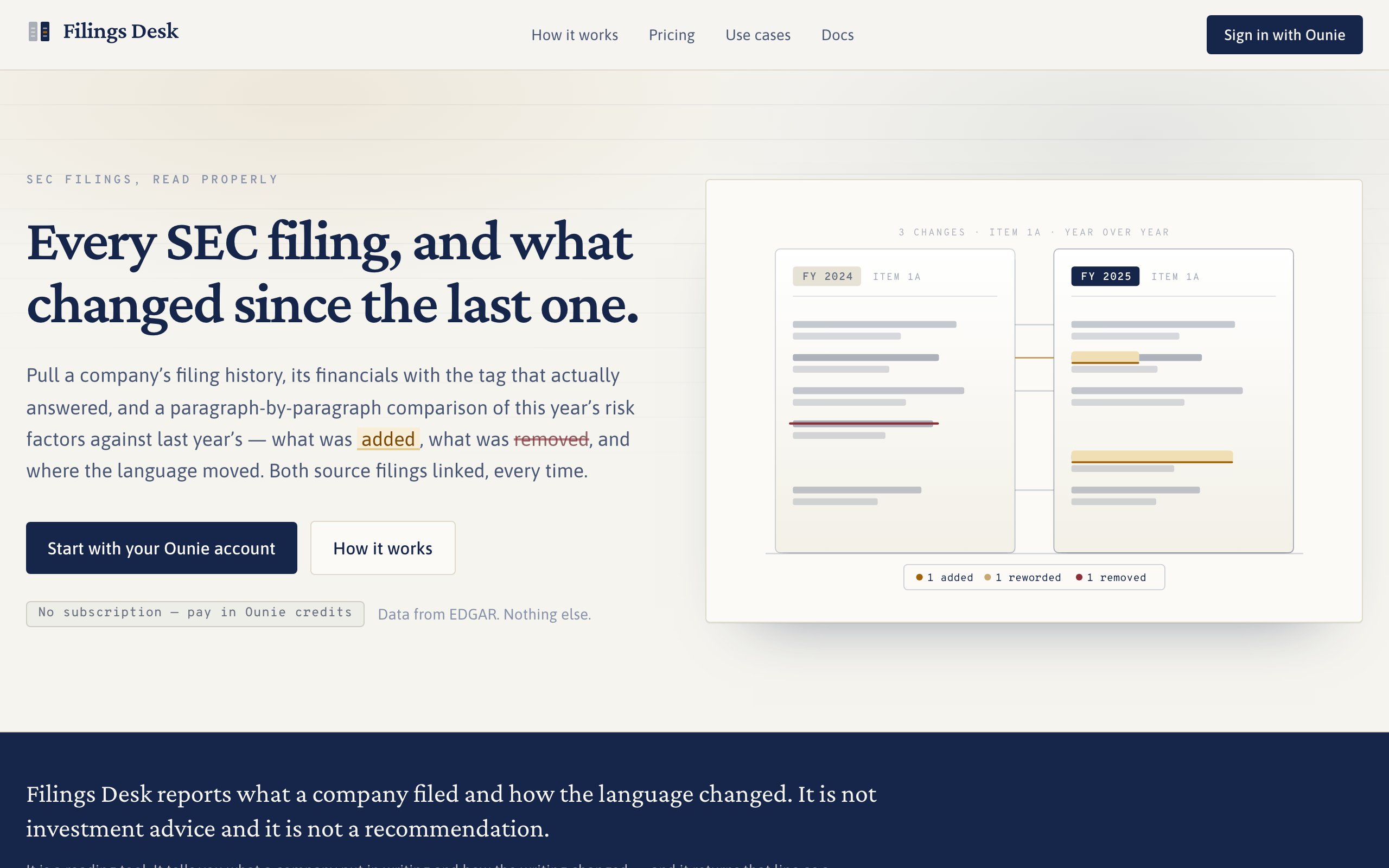 Filings Desk card