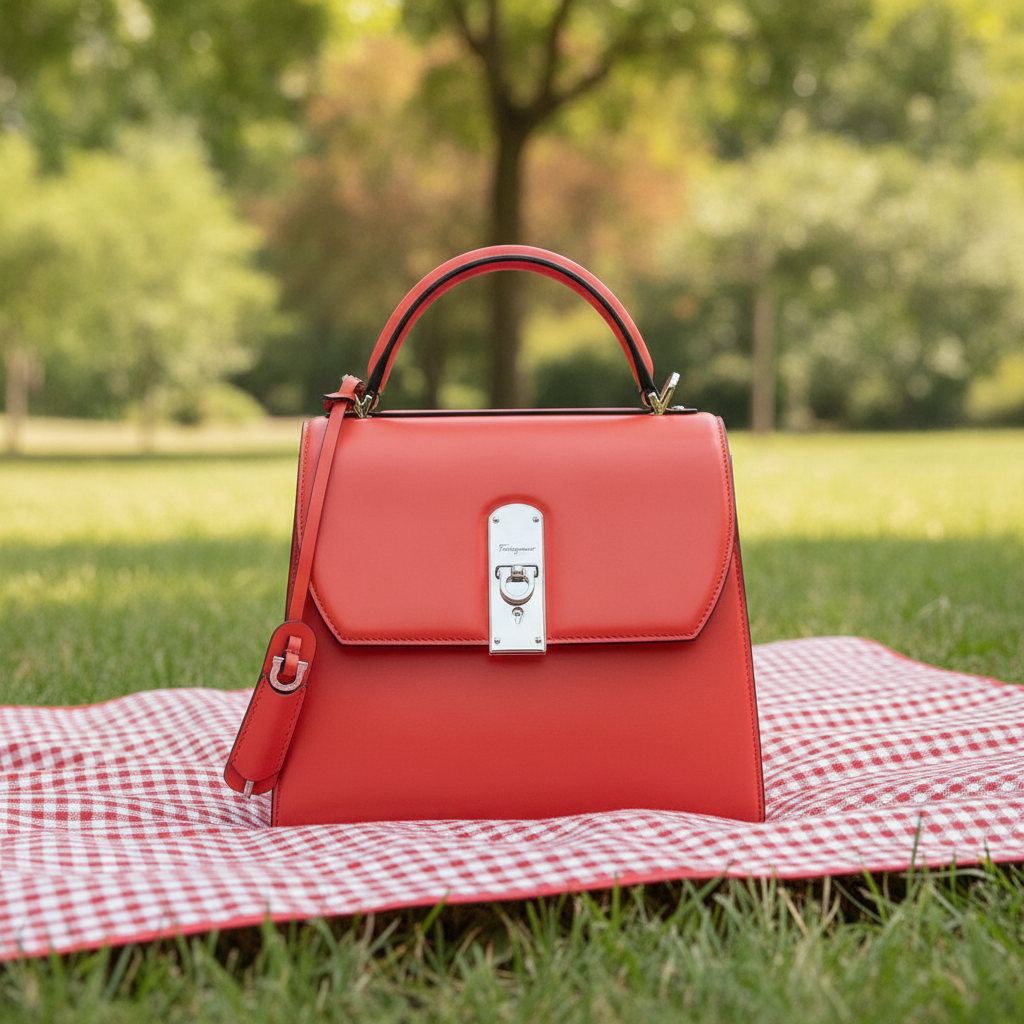 Handbag composited into Outdoor Picnic